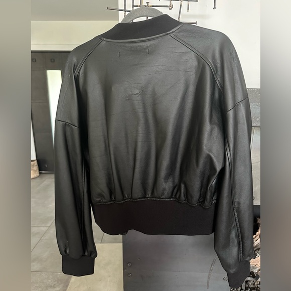 Vegan leather bomber jacket - no size listed, fits like m - Picture 3 of 3
